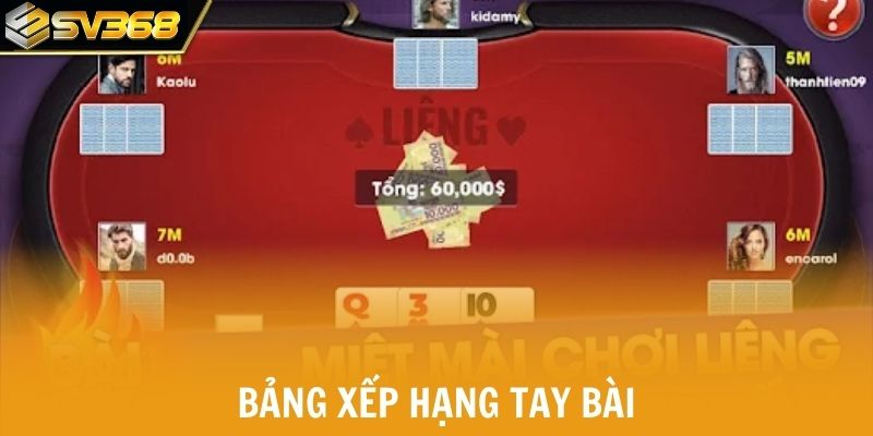 Bảng xếp hạng tay bài theo cao thủ chơi Liêng từ mạnh đến yếu