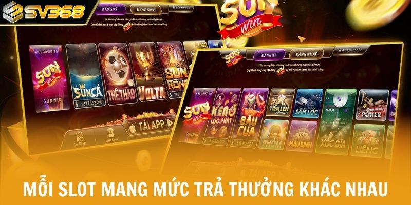 Mỗi dòng slot mang mức trả thưởng khác nhau